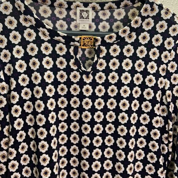 Anne Klein Women Medallion Print Keyhole Neck Blouse Size M - Picture 2 of 7